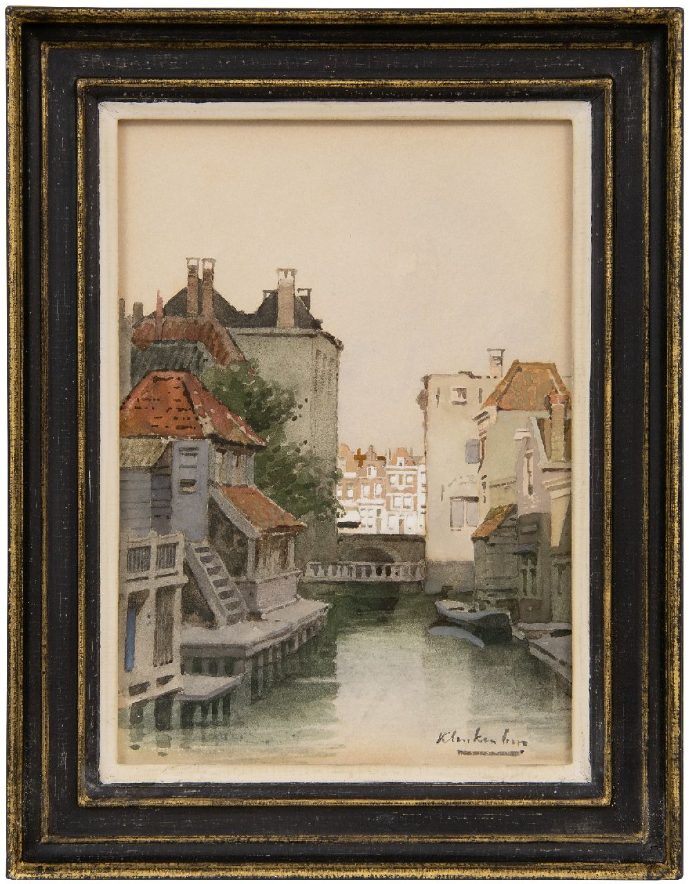 Klinkenberg J.C.K.  | Johannes Christiaan Karel Klinkenberg | Aquarelle und Zeichnungen zum Verkauf angeboten | Canal (Rotterdam), Aquarell auf Papier 24,5 x 17,4 cm, Unterzeichnet u.r.