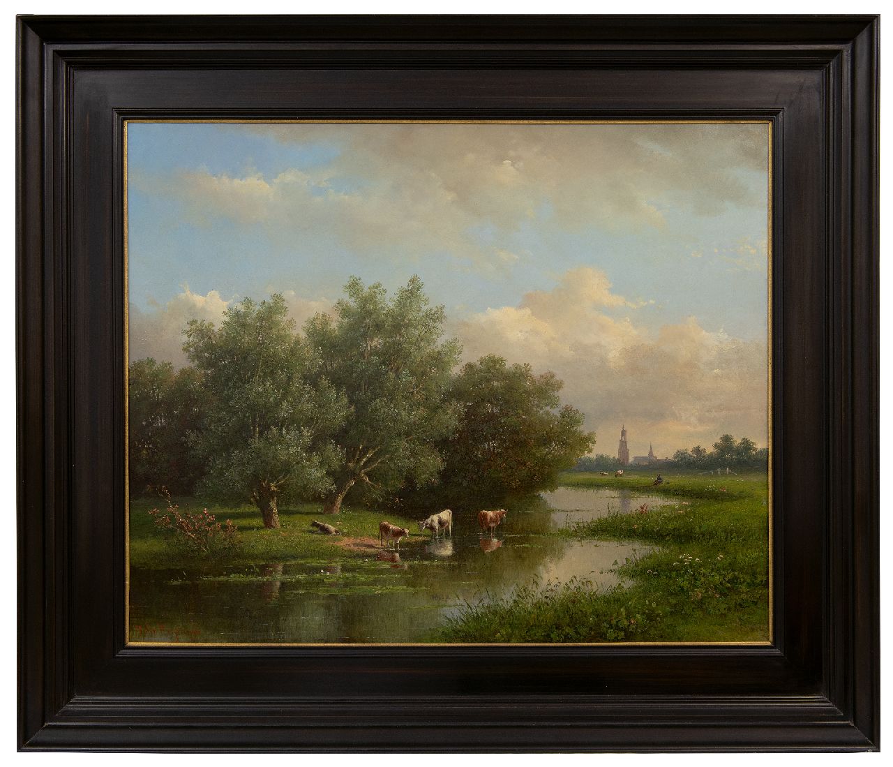 Wisselingh J.P. van | Johannes Pieter van Wisselingh | Gemälde zum Verkauf angeboten | Sommerlandschaft mit Kühen bei Amersfoort, Öl auf Holz 58,3 x 72,4 cm, Unterzeichnet l.u.