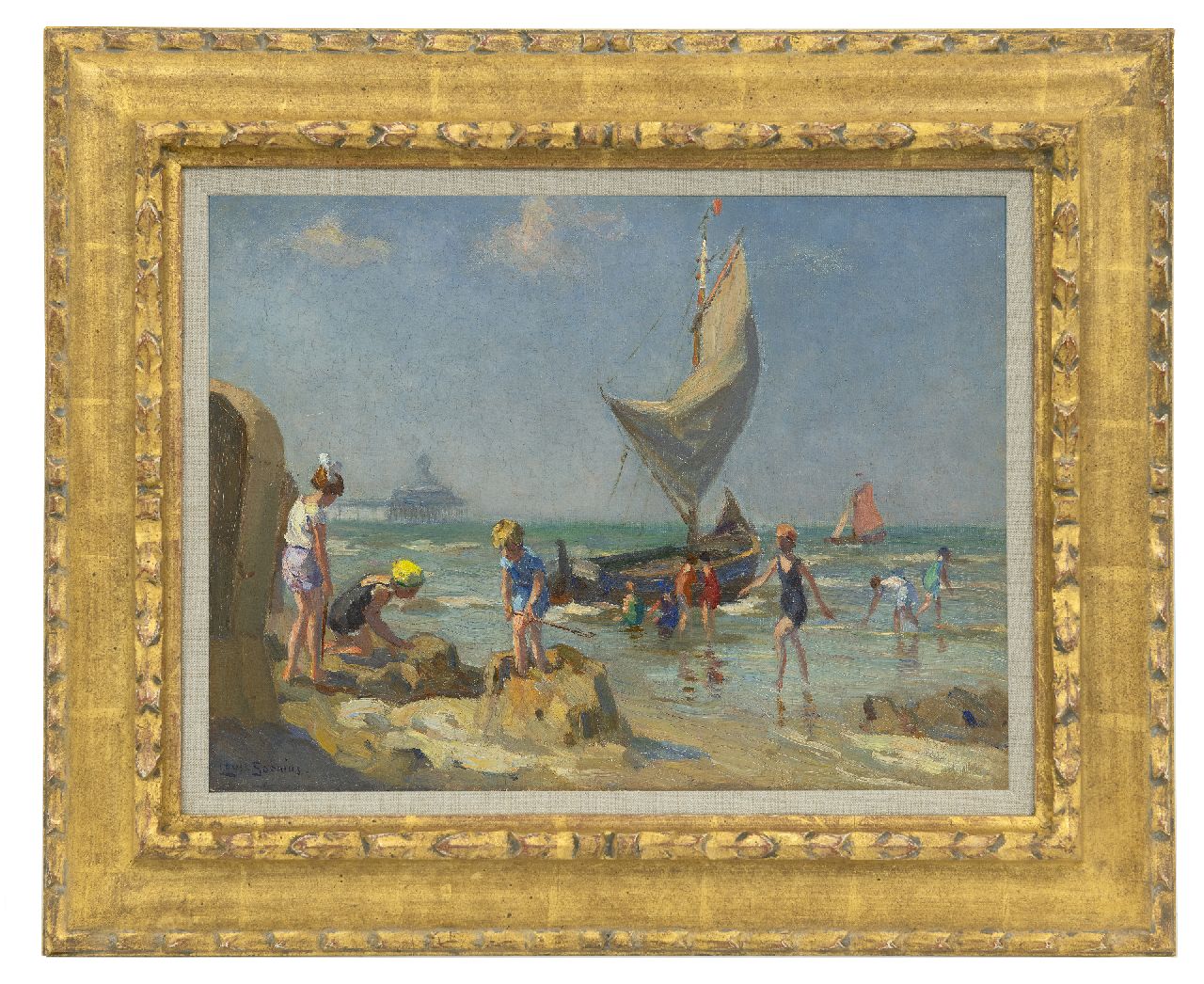 Soonius L.  | Lodewijk 'Louis' Soonius, Kinder am Strand von Scheveningen, Öl auf Leinwand 30,2 x 40,2 cm, Unterzeichnet u.l.