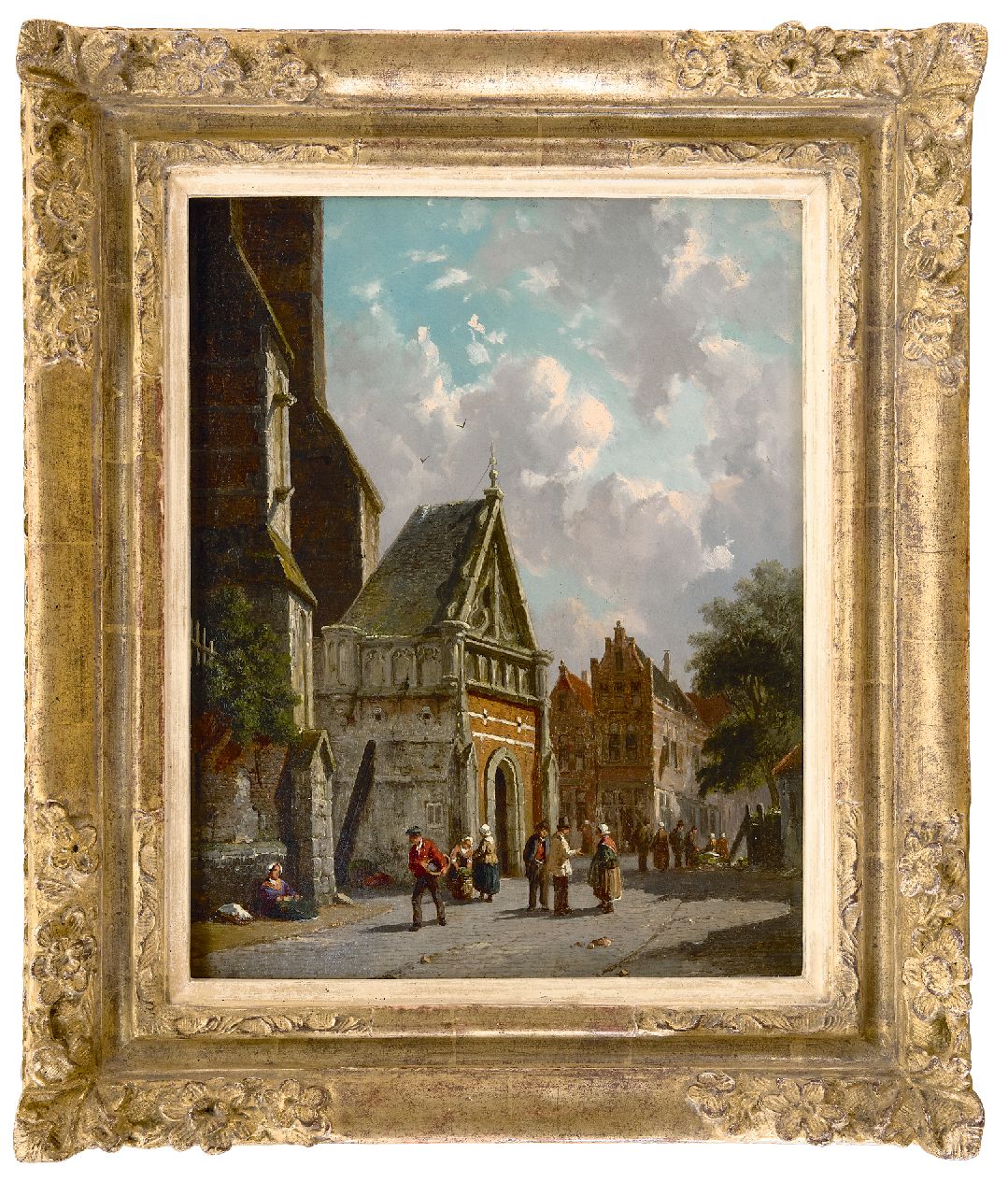 Eversen A.  | Adrianus Eversen | Gemälde zum Verkauf angeboten | Hinter der Kirche, Öl auf Holz 34,8 x 27,0 cm, Unterzeichnet u.r.