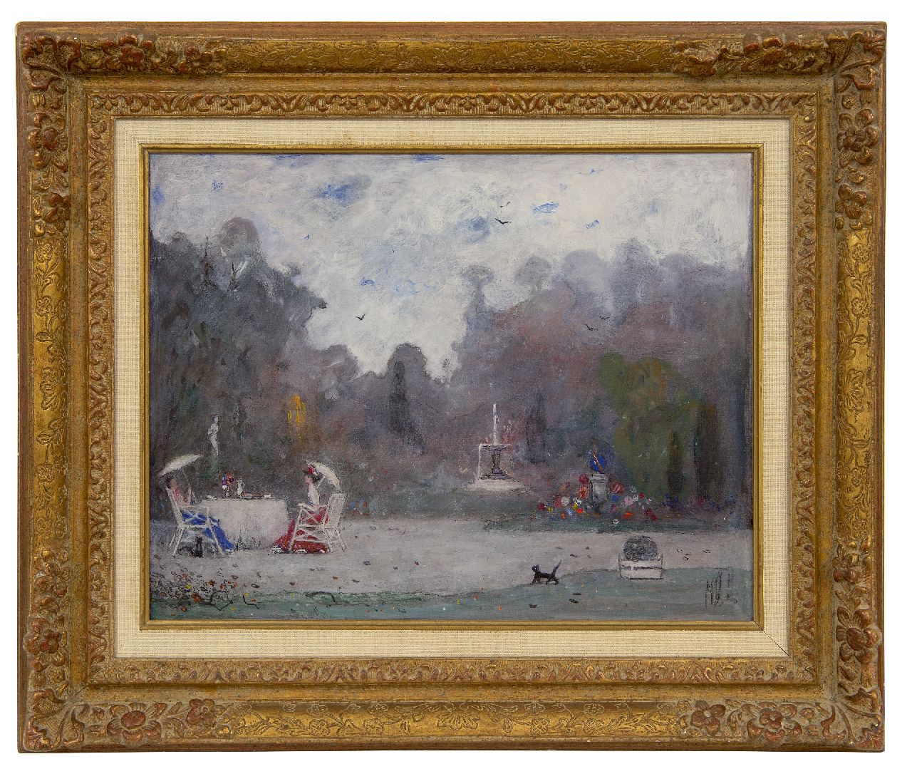 Dittlinger M.B.W.  | Marinus Bonifacius Willem Dittlinger | Gemälde zum Verkauf angeboten | Teezeit im Schlossgarten, Öl auf Leinwand 36,5 x 46,5 cm, Unterzeichnet u.r. mit Initialen