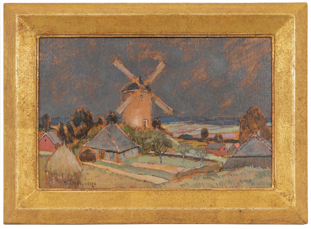 Wouters W.H.M.  | Wilhelmus Hendrikus Marie 'Wilm' Wouters, Hügellandschaft mit Mühle, Öl auf Holz 13,2 x 19,7 cm, Unterzeichnet u.l.