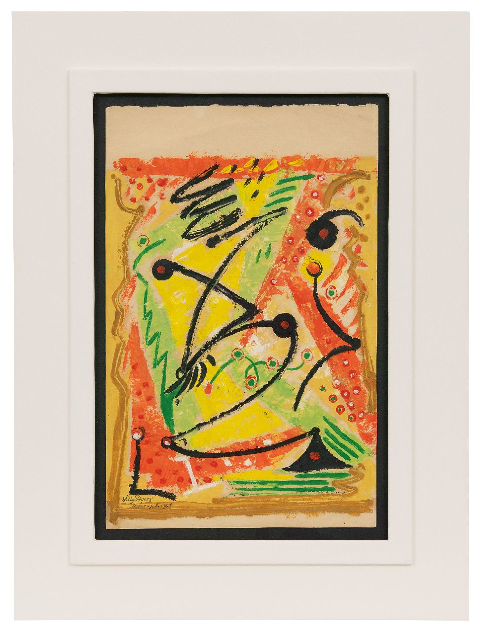 Boers W.H.F.  | 'Willy' Herman Friederich Boers, Ohne titel, Tinte und Gouache auf Papier 36,3 x 23,5 cm, Unterzeichnet u.l. und datiert 'Paris-Juli' 1948