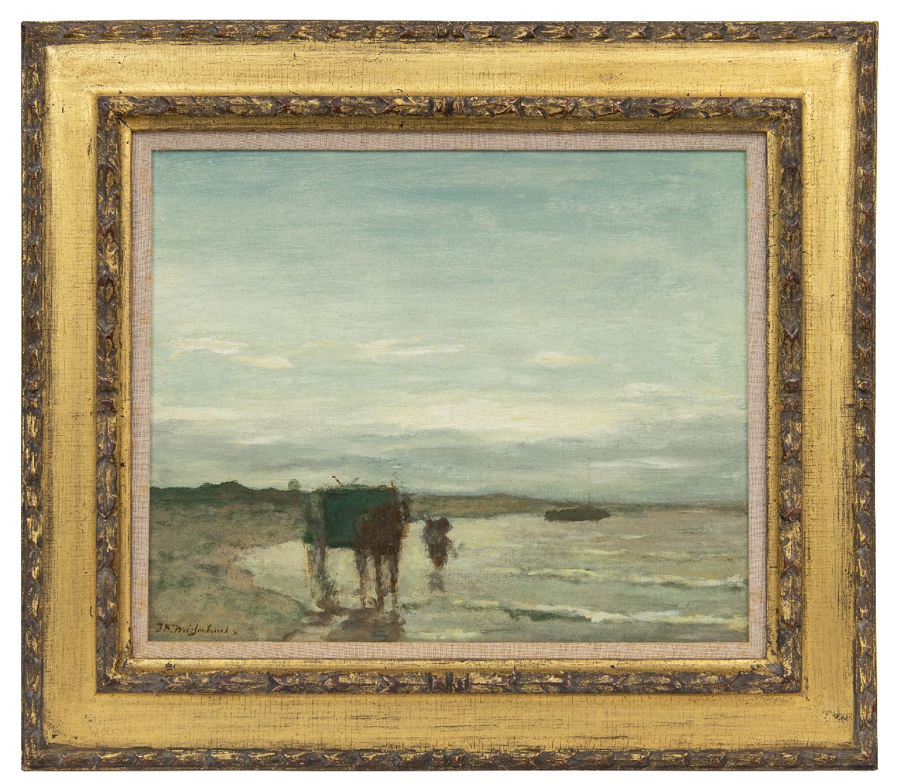 Weissenbruch H.J.  | Hendrik Johannes 'J.H.' Weissenbruch | Gemälde zum Verkauf angeboten | Muschelfischer in der Brandung, Öl auf Leinwand 37,7 x 46,0 cm, Unterzeichnet u.l.