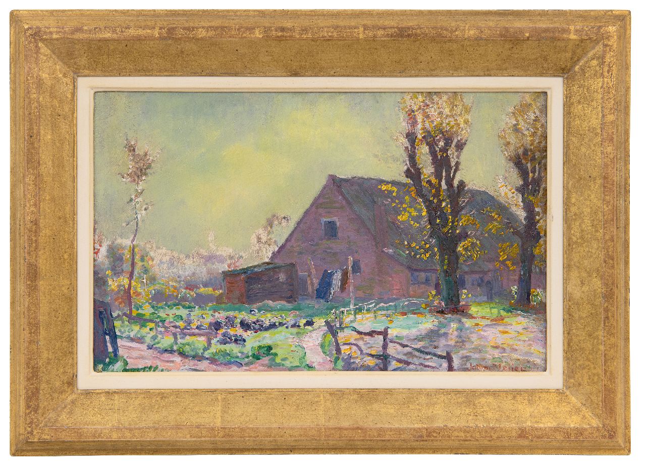 Meijer J.  | Johannes 'Johan' Meijer | Gemälde zum Verkauf angeboten | Hinter dem Bauernhof 't Klooster am Zevenend in Laren, Öl auf Leinwand 22,4 x 35,5 cm, Unterzeichnet u.r.