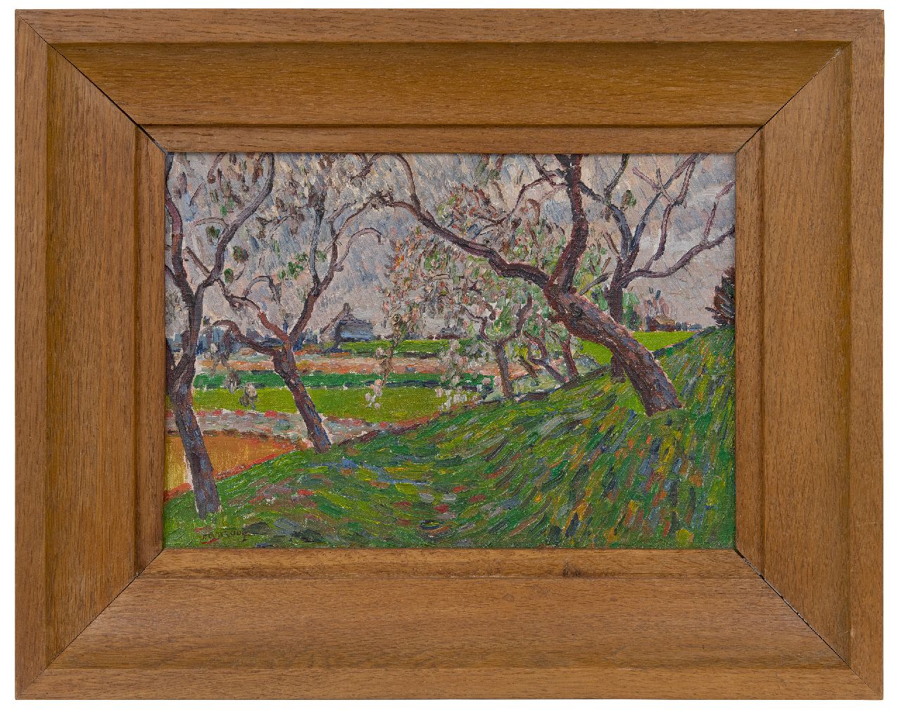 Anrooy J.A.M. van | 'Jan' Adriaan Marie van Anrooy, Landschaft mit blühenden Bäumen, Öl auf Leinwand 24,7 x 36,0 cm, Unterzeichnet u.l.