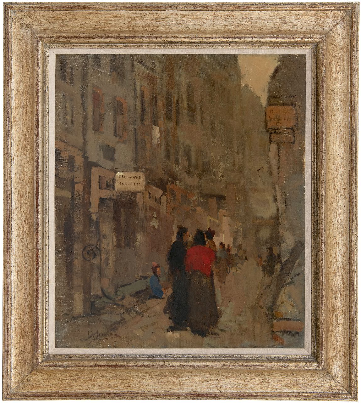 Rijlaarsdam J.  | Jan Rijlaarsdam, Straße mit Figuren, Öl auf Leinwand 60,3 x 51,4 cm, Unterzeichnet u.l.