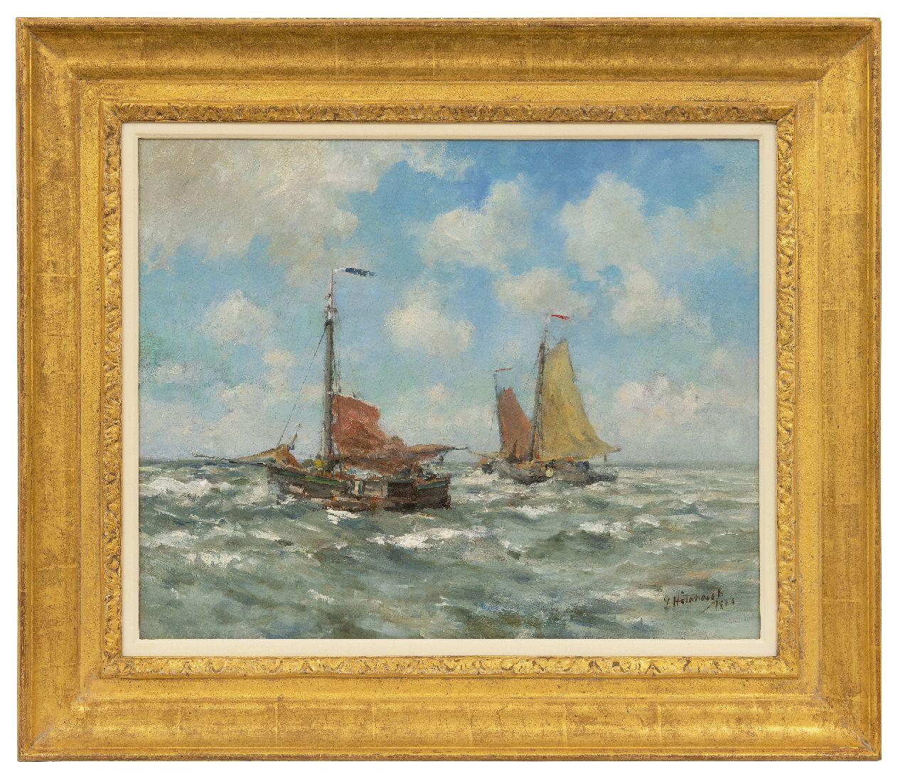 Hitchcock G.  | George Hitchcock | Gemälde zum Verkauf angeboten | Fischerboote bei Egmond, Öl auf Leinwand 40,7 x 51,0 cm, Unterzeichnet u.r. und datiert 1884