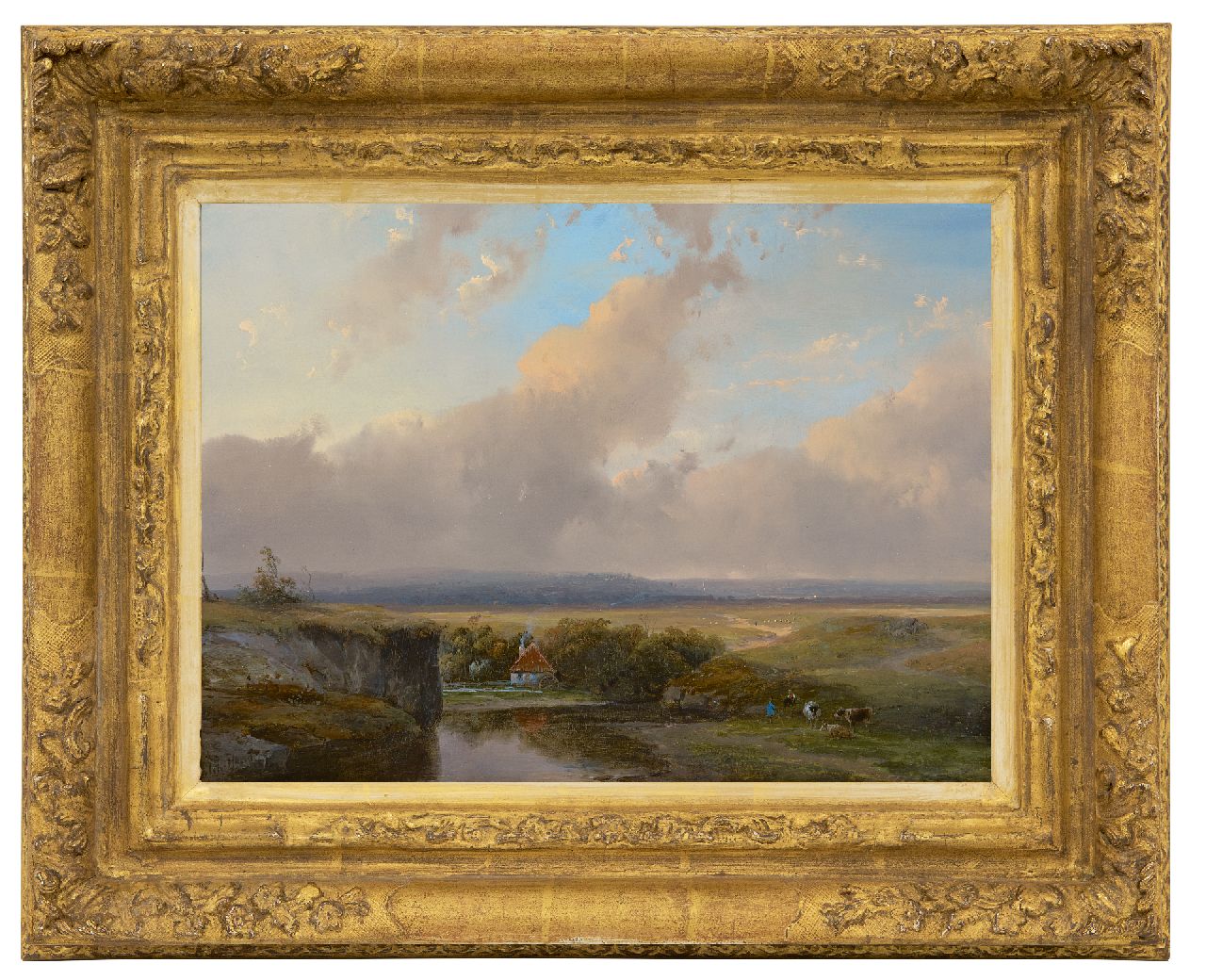 Schelfhout A.  | Andreas Schelfhout | Gemälde zum Verkauf angeboten | Flusslandschaft und Wassermühle, Öl auf Holz 23,3 x 31,5 cm, Unterzeichnet u.l.