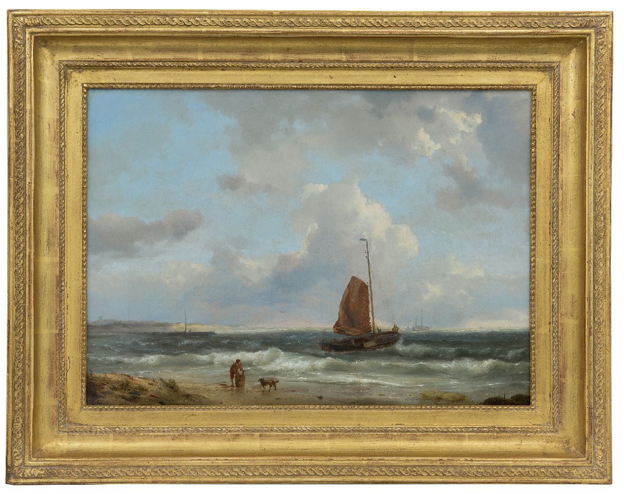 Koekkoek H.  | Hermanus Koekkoek | Gemälde zum Verkauf angeboten | Auslaufendes Fischerboot, Öl auf Leinwand 34,7 x 48,3 cm, Unterzeichnet u.l. und datiert 1849