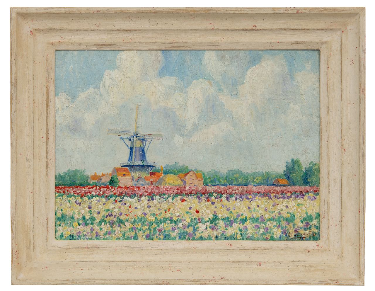 Tongerloo F. van | Frans van Tongerloo, Getreidemühle Windlust in Wassenaar, Öl auf Holzfaser 25,4 x 35,8 cm, Unterzeichnet u.r. und im Verso (zweimal) und datiert 1916