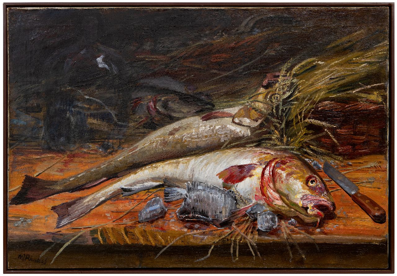 Richters M.J.  | 'Marius' Johannes Richters | Gemälde zum Verkauf angeboten | Stillleben mit Fisch, Öl auf Leinwand 65,8 x 99,2 cm, Unterzeichnet u.l.