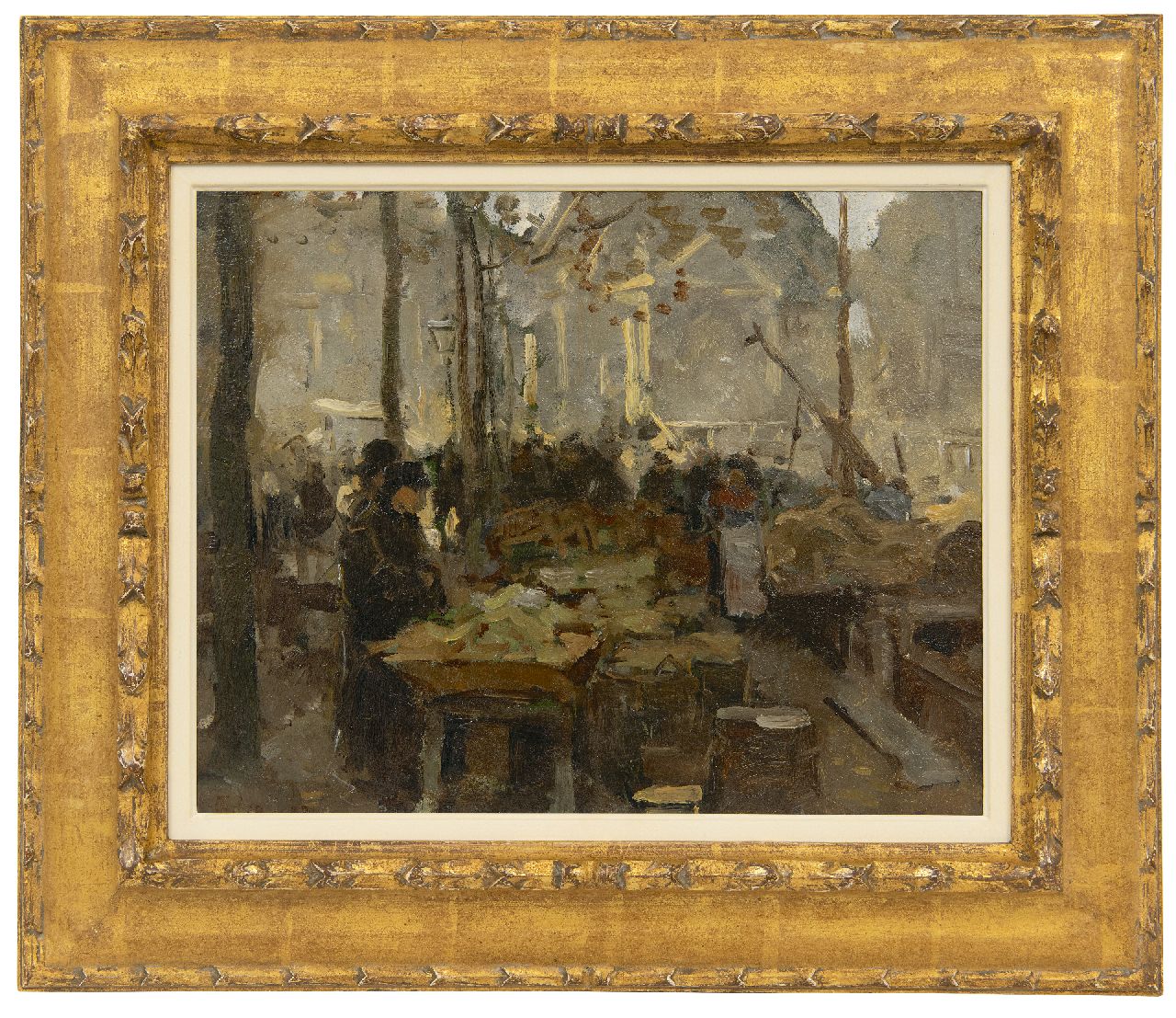 Tholen W.B.  | Willem Bastiaan Tholen, Markt am Kai, Öl auf Holz 29,1 x 35,9 cm, Unterzeichnet u.l. und datiert '83