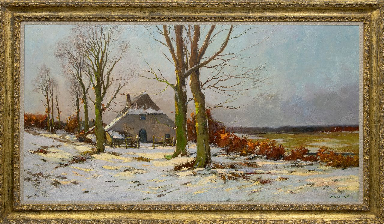 Münninghoff X.A.F.L.  | 'Xeno' Augustus Franciscus Ludovicus Münninghoff | Gemälde zum Verkauf angeboten | Beschneiter Bauernhof in Winterlandschaft, Öl auf Leinwand 80,4 x 151,1 cm, Unterzeichnet u.r.