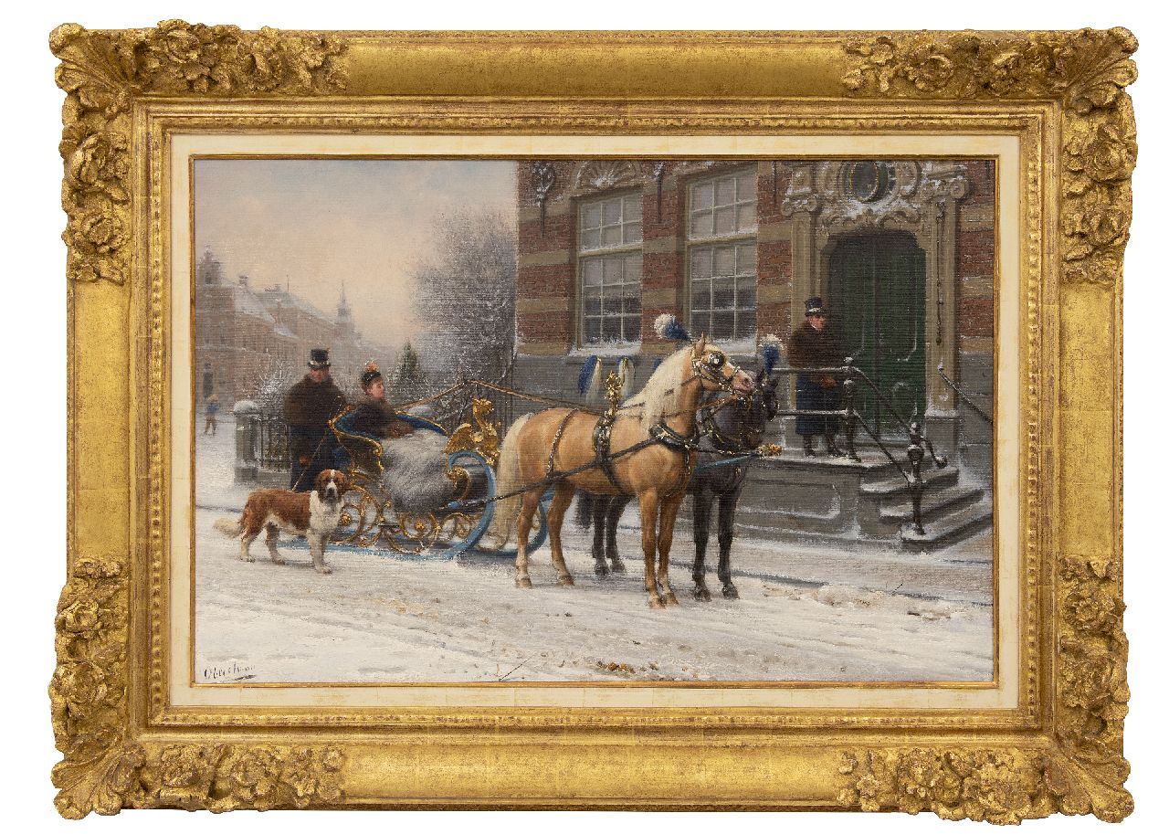 Eerelman O.  | Otto Eerelman | Gemälde zum Verkauf angeboten | Pferdeschlitten in der Stadt, Öl auf Leinwand 60,3 x 90,3 cm, Unterzeichnet u.l.