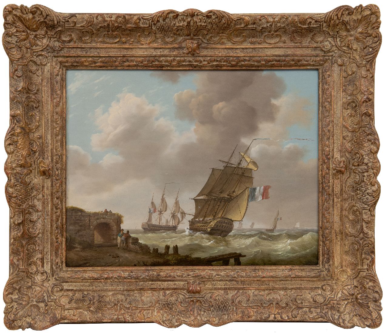 Koekkoek J.H.  | Johannes Hermanus Koekkoek | Gemälde zum Verkauf angeboten | Kriegsschiffen vor der Küste von Zeeland, Öl auf Holz 32,1 x 40,7 cm, Unterzeichnet u.m.