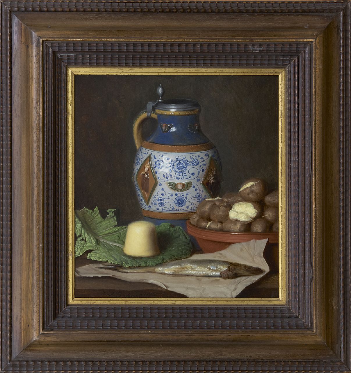 Brehmer E.  | Emil Brehmer | Gemälde zum Verkauf angeboten | Stlleben in einer Küche, Öl auf Leinwand 31,0 x 28,4 cm, Unterzeichnet l.u. und datiert 1873
