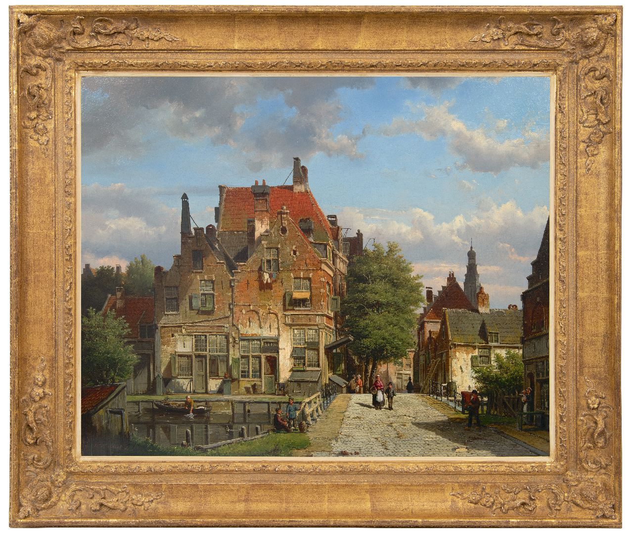 Koekkoek W.  | Willem Koekkoek | Gemälde zum Verkauf angeboten | Holländisches Stadtbild mit einer Brücke über einen Kanal, Öl auf Leinwand 67,4 x 82,3 cm, Unterzeichnet u.l. und datiert '66