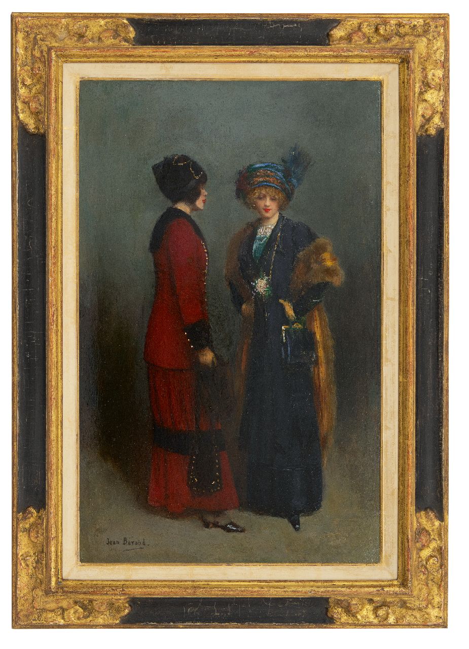 Béraud J.  | Jean Béraud | Gemälde zum Verkauf angeboten | Les Midinettes, Öl auf Malereifaser 54,9 x 36,7 cm, Unterzeichnet u.l.