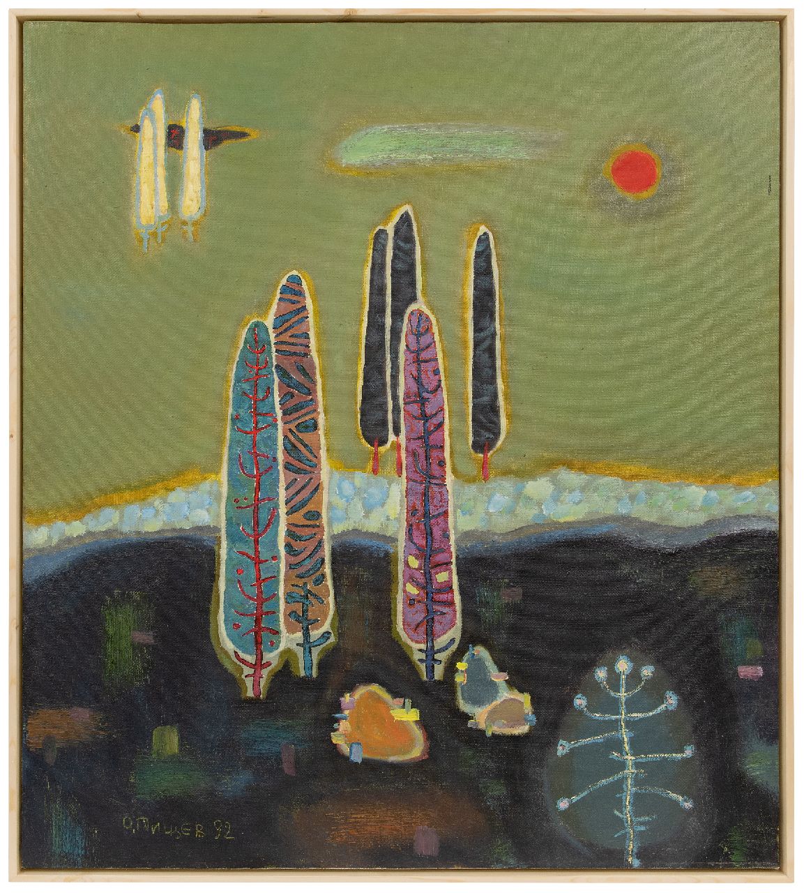 Pishchev O.  | Oleg Pishchev | Gemälde zum Verkauf angeboten | Echo der Bäume, Öl auf Leinwand 90,0 x 80,0 cm, Unterzeichnet u.l. und verso und datiert '92