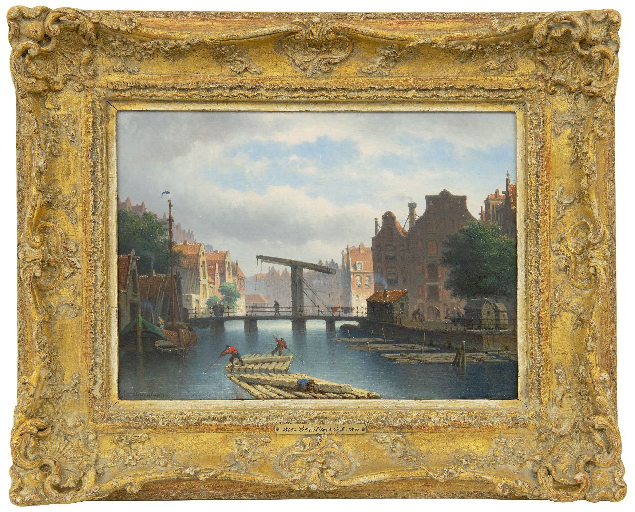 Hilverdink E.A.  | Eduard Alexander Hilverdink, Stadtbild Amsterdam (zusammen mit Pendant), Öl auf Holz 22,9 x 32,0 cm, Unterzeichnet u.l. und datiert '69