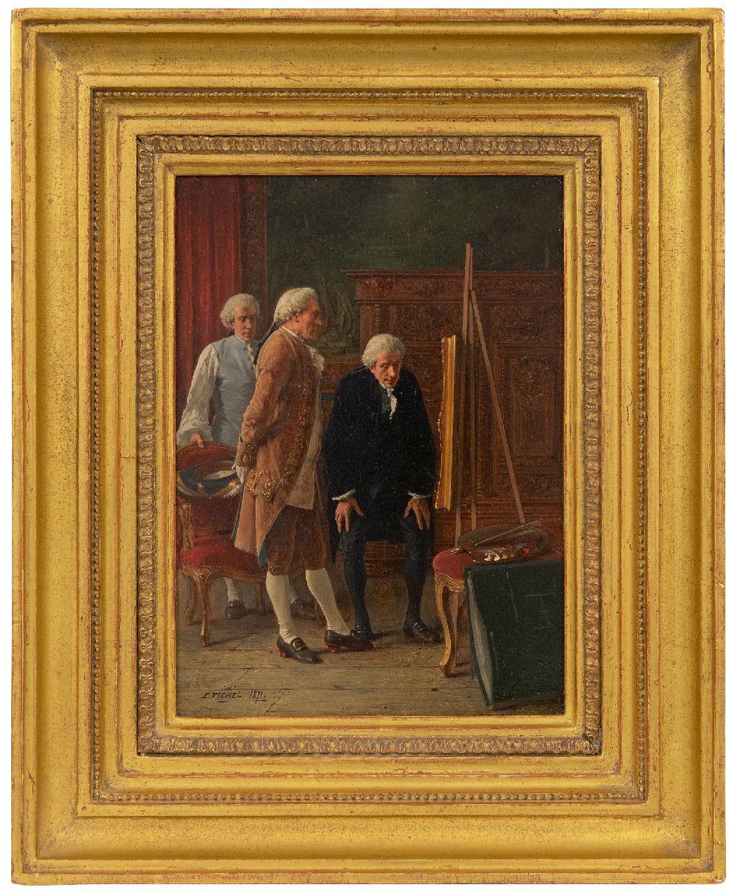 Fichel B.E.  | Benjamin 'Eugène' Fichel | Gemälde zum Verkauf angeboten | Der Kunstkenner, Öl auf Holz 21,8 x 15,8 cm, Unterzeichnet u.l. und datiert 1871