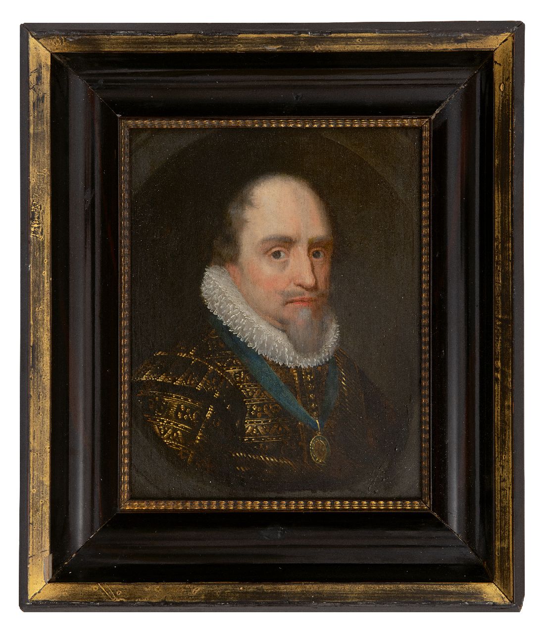 Mierevelt (atelier van) M.J. van | Michiel Jansz. van Mierevelt (atelier van) | Gemälde zum Verkauf angeboten | Porträt von Maurits, ca 1620, Prins van Oranje-Nassau  (1567-1625), Öl auf Holz 27,0 x 20,0 cm