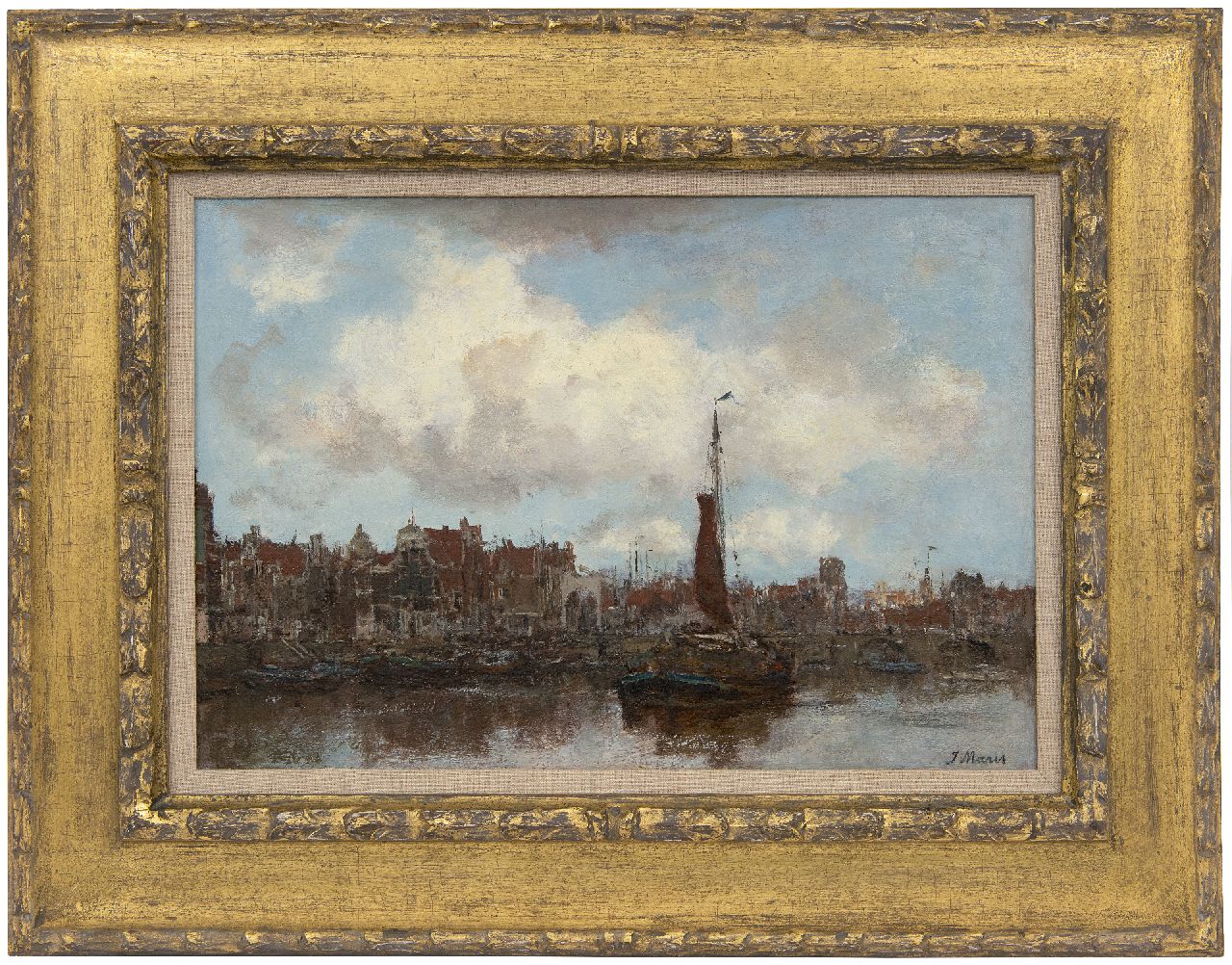 Maris J.H.  | Jacobus Hendricus 'Jacob' Maris | Gemälde zum Verkauf angeboten | Stadtblick (Amsterdam), Öl auf Leinwand 31,3 x 44,9 cm, Unterzeichnet r.u. und 80er Jahre