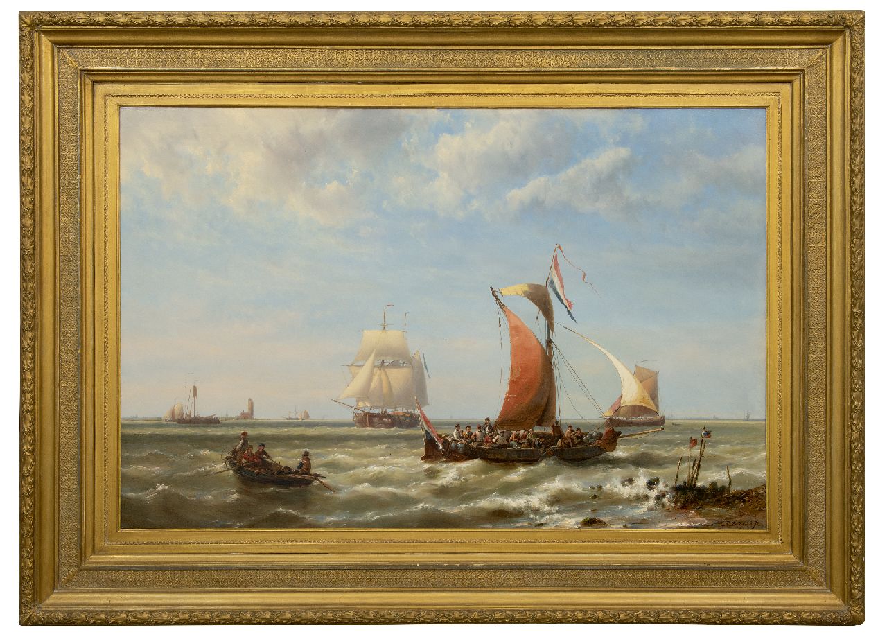 Koekkoek jr. H.  | Hermanus Koekkoek jr. | Gemälde zum Verkauf angeboten | Lustige Fahrt entlang der Küste, Öl auf Holz 78,4 x 120,3 cm, Unterzeichnet r.u. und datiert 1868