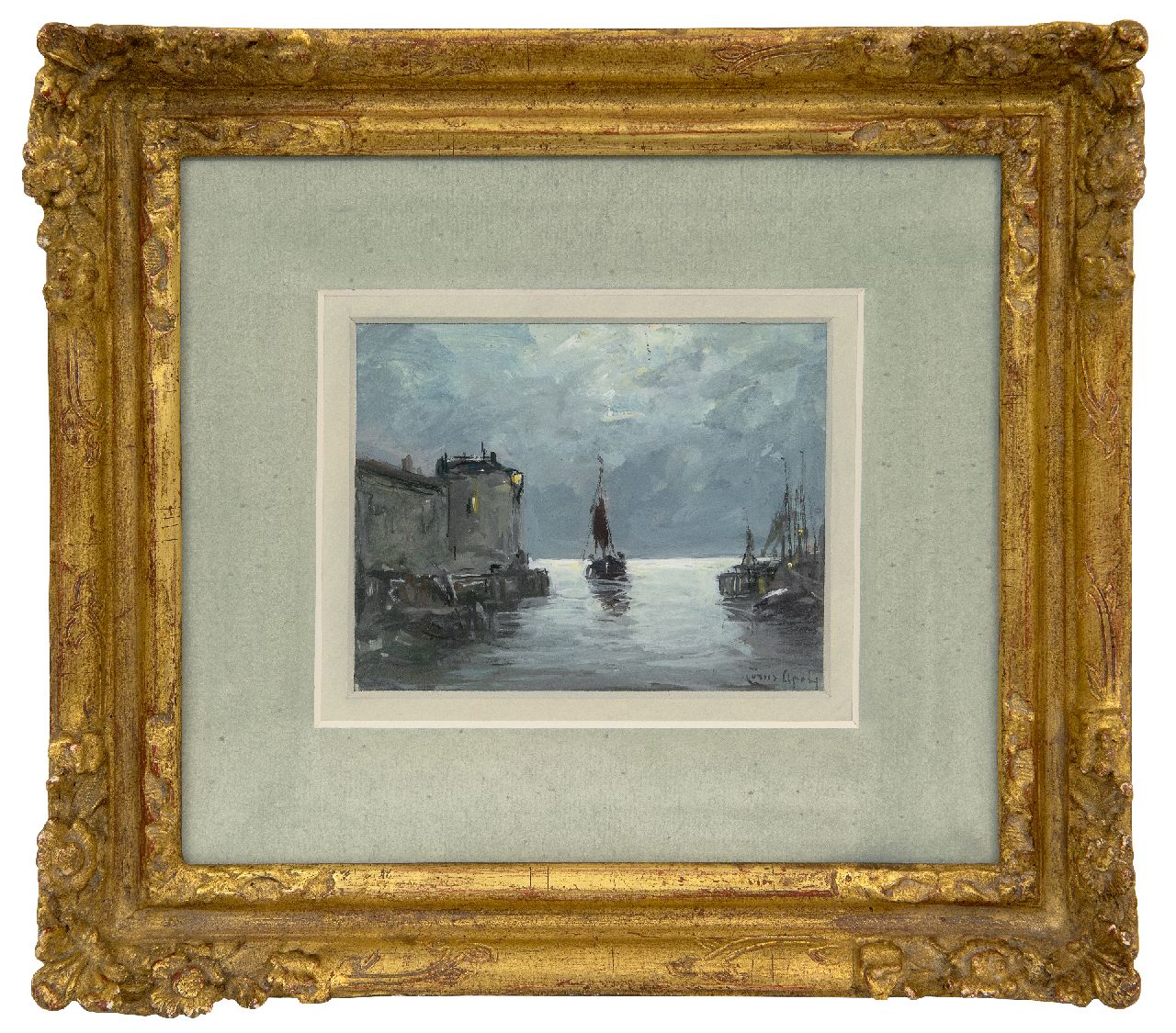 Apol L.F.H.  | Lodewijk Franciscus Hendrik 'Louis' Apol, Schiffe im Hafen von Veere, Gouache auf Holzfaser 11,2 x 14,2 cm, Unterzeichnet r.u.