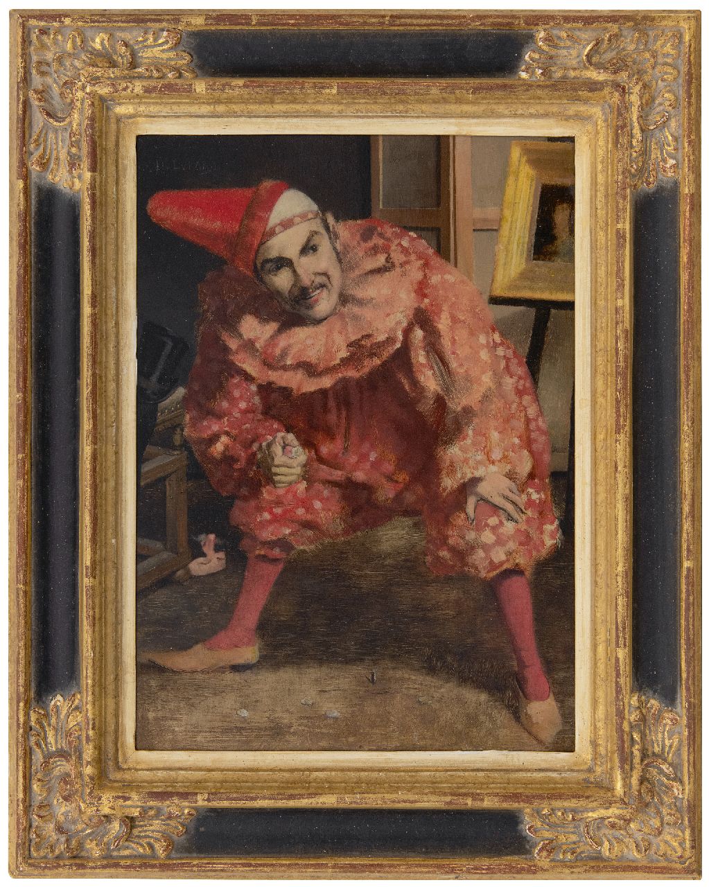 Evrard H.  | Henri Evrard | Gemälde zum Verkauf angeboten | Pierrot, Öl auf Holz 35,8 x 26,2 cm, Unterzeichnet o.l. und datiert '85