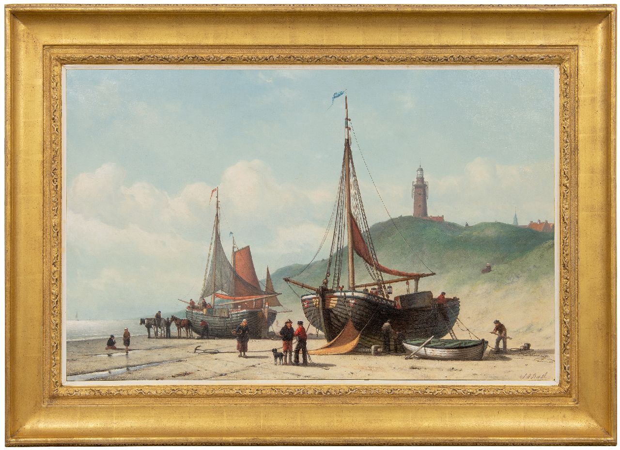 Rust J.A.  | Johan 'Adolph' Rust | Gemälde zum Verkauf angeboten | Fischerboote am Strand, Öl auf Leinwand 65,0 x 100,3 cm, Unterzeichnet u.r.