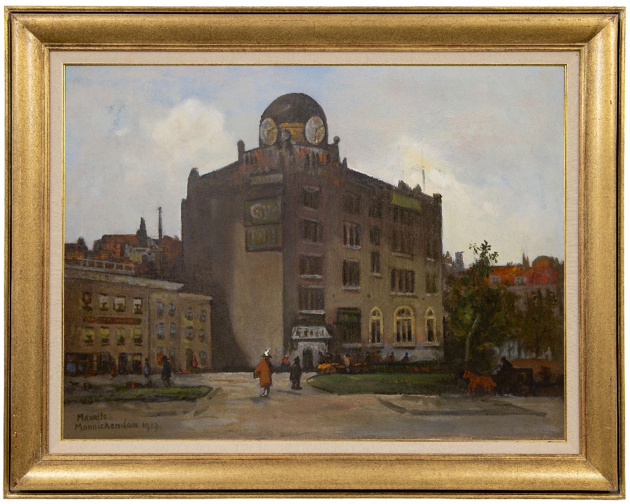 Monnickendam M.  | Mozes 'Maurits' Monnickendam | Gemälde zum Verkauf angeboten | Blick auf die Diamantenbörse, Amsterdam, Öl auf Leinwand 74,5 x 99,2 cm, Unterzeichnet u.l. und datiert 1919