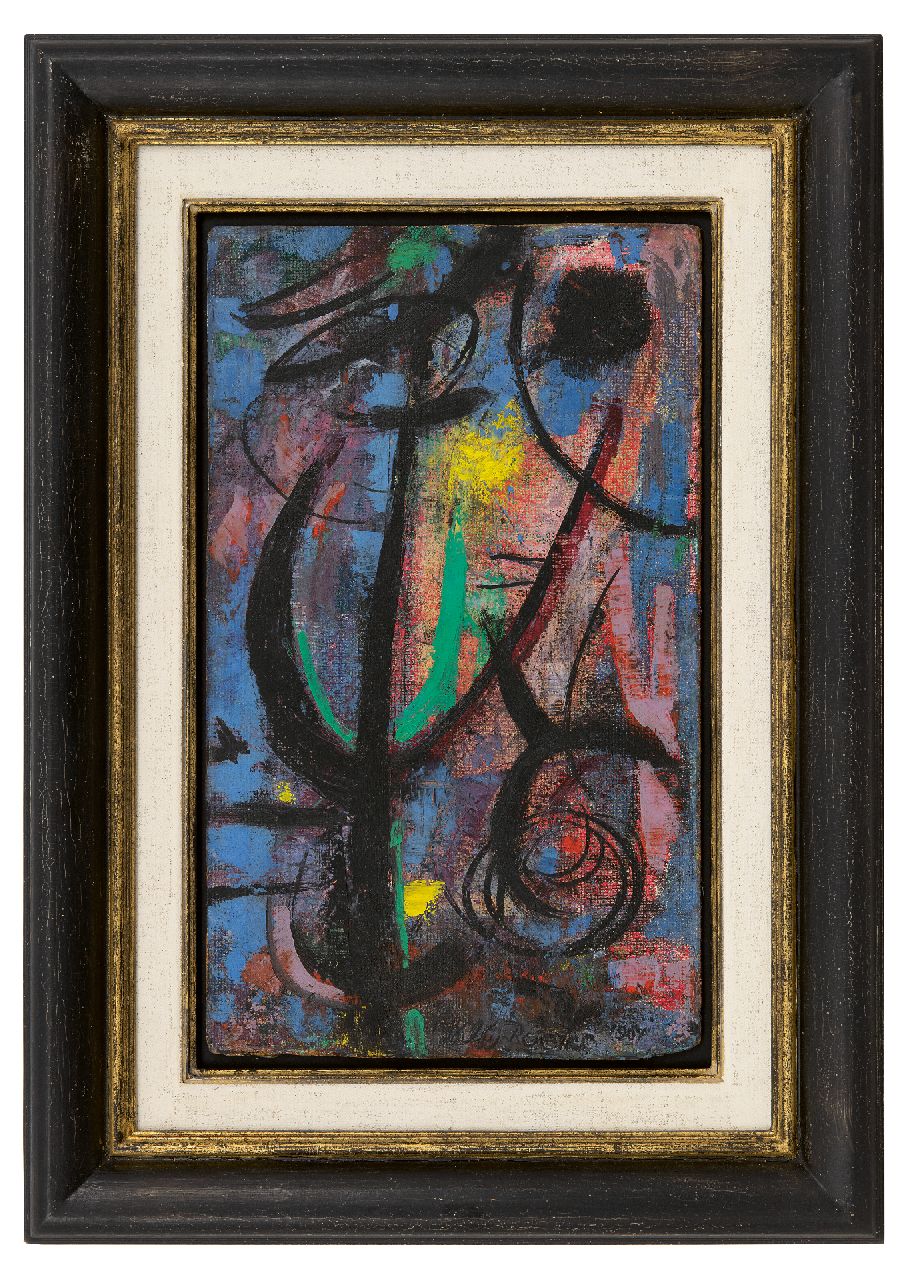 Boers W.H.F.  | 'Willy' Herman Friederich Boers | Gemälde zum Verkauf angeboten | Vluchtig moment (Flüchtiger Moment), Öl auf Holzfaser 36,7 x 21,8 cm, Unterzeichnet u.r. und datiert 1951