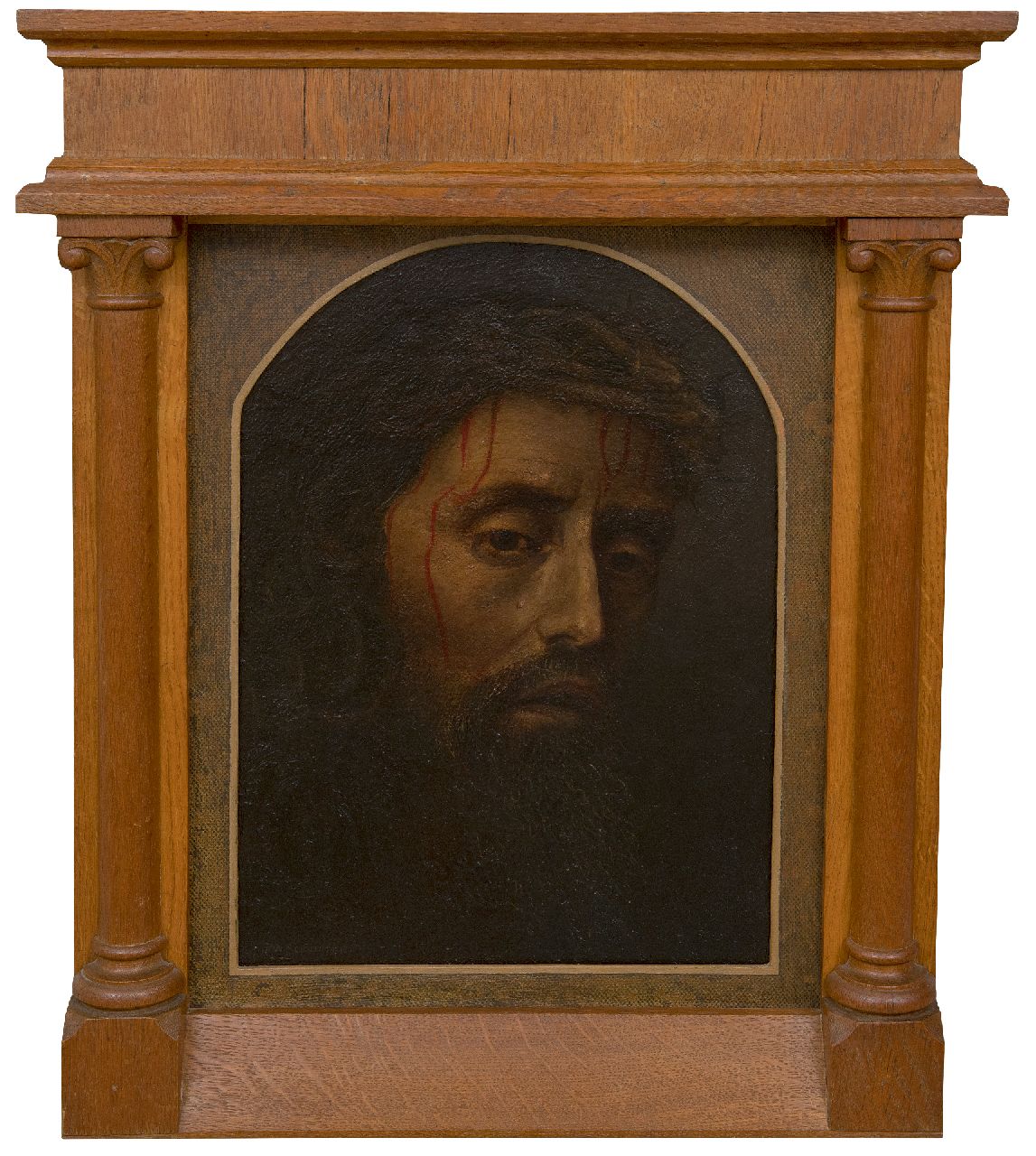 Schouten J.H.  | 'Jan' Hadris Schouten | Gemälde zum Verkauf angeboten | Kopf des leidenden Christus mit Dornenkrone, Öl auf Holzfaser auf Holz 45,5 x 33,1 cm