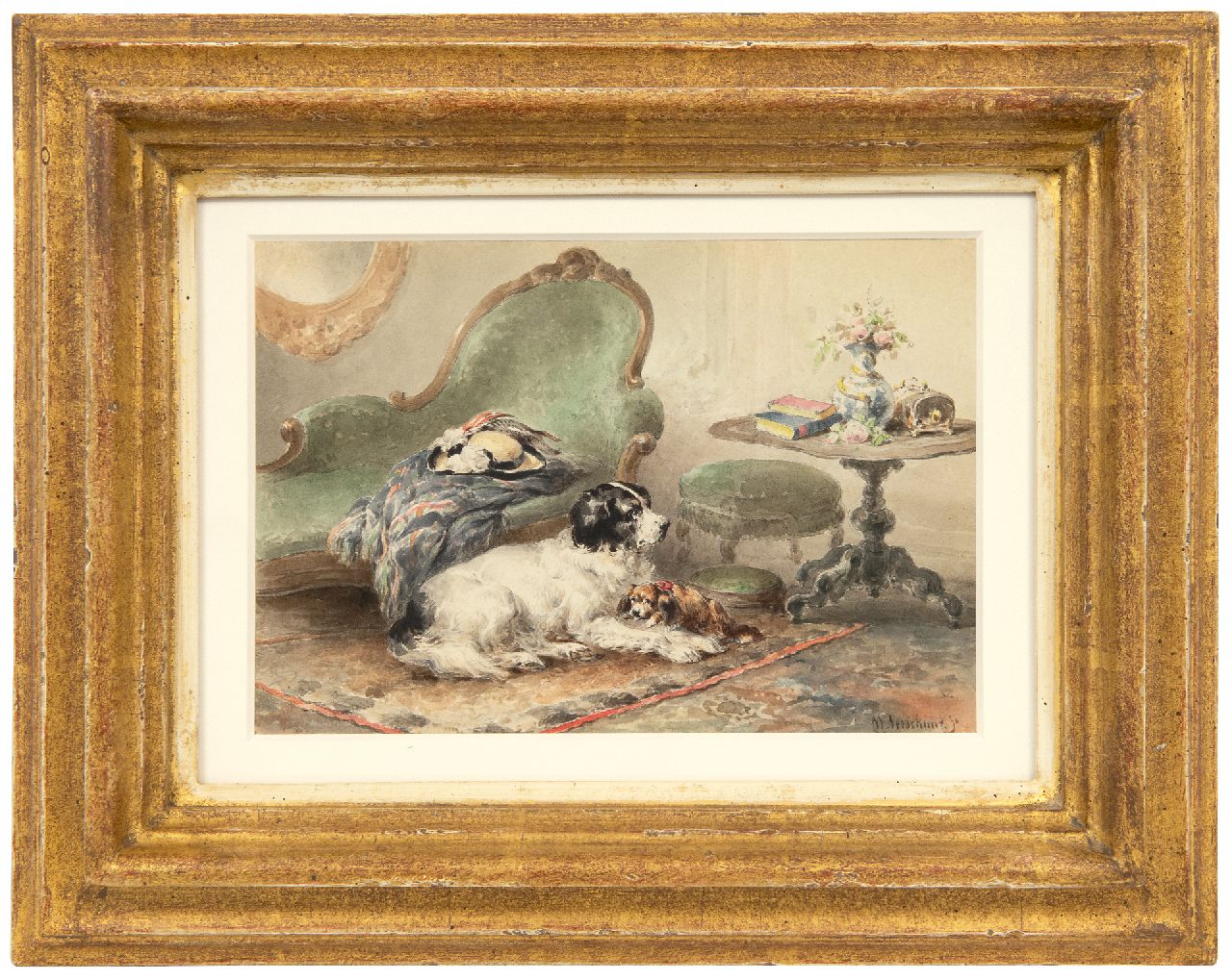 Verschuur W.  | Wouterus Verschuur, Beste Freunde, Aquarell auf Papier 14,2 x 20,7 cm, Unterzeichnet u.r.