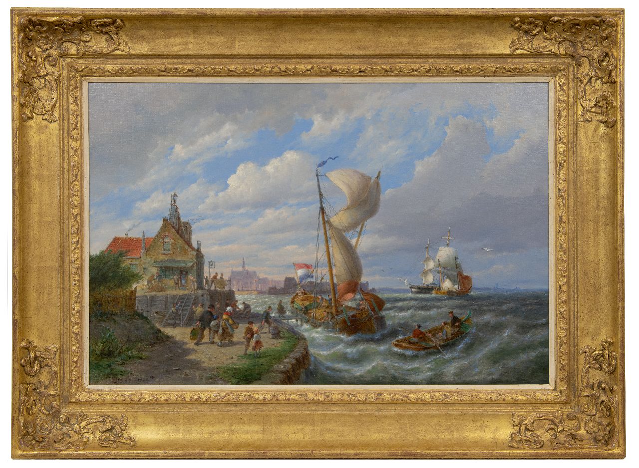 Dommershuijzen P.C.  | Pieter Cornelis Dommershuijzen | Gemälde zum Verkauf angeboten | Abfahrt der Fähre, Öl auf Leinwand 50,7 x 76,2 cm, Unterzeichnet l.u. und datiert 1912