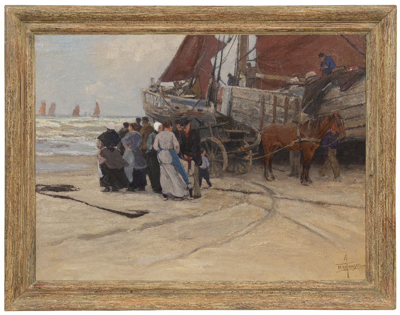 Jansen H.W.  | Hendrik Willebrord Jansen | Gemälde zum Verkauf angeboten | Die Abreise der Fischer, Katwijk, Öl auf Leinwand 62,0 x 83,0 cm, Unterzeichnet u.r.