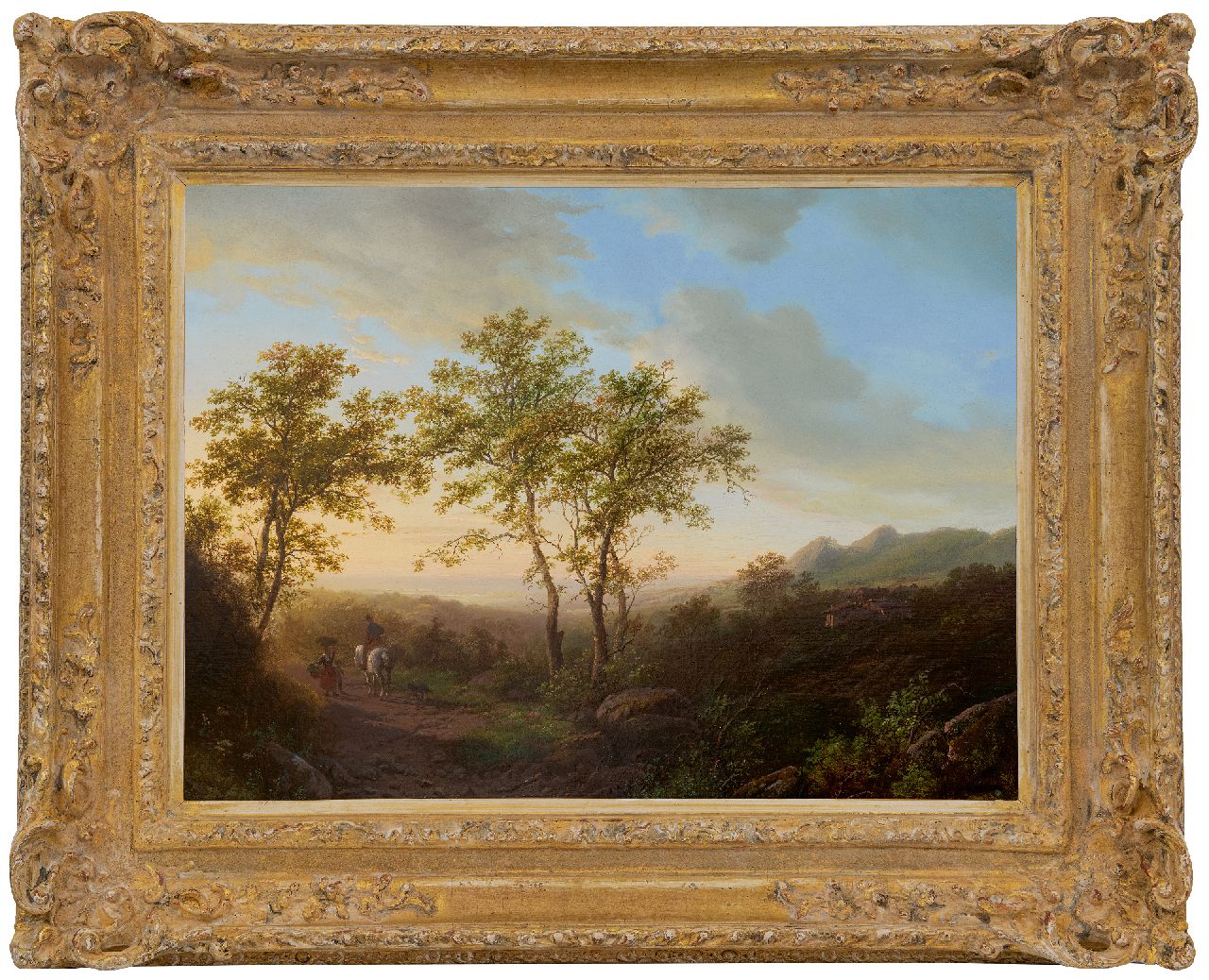 Bodeman W.  | Willem Bodeman | Gemälde zum Verkauf angeboten | Hügelige Landschaft in der Abenddämmerung, Öl auf Holz 38,6 x 52,0 cm, Unterzeichnet r.u. und datiert 1842