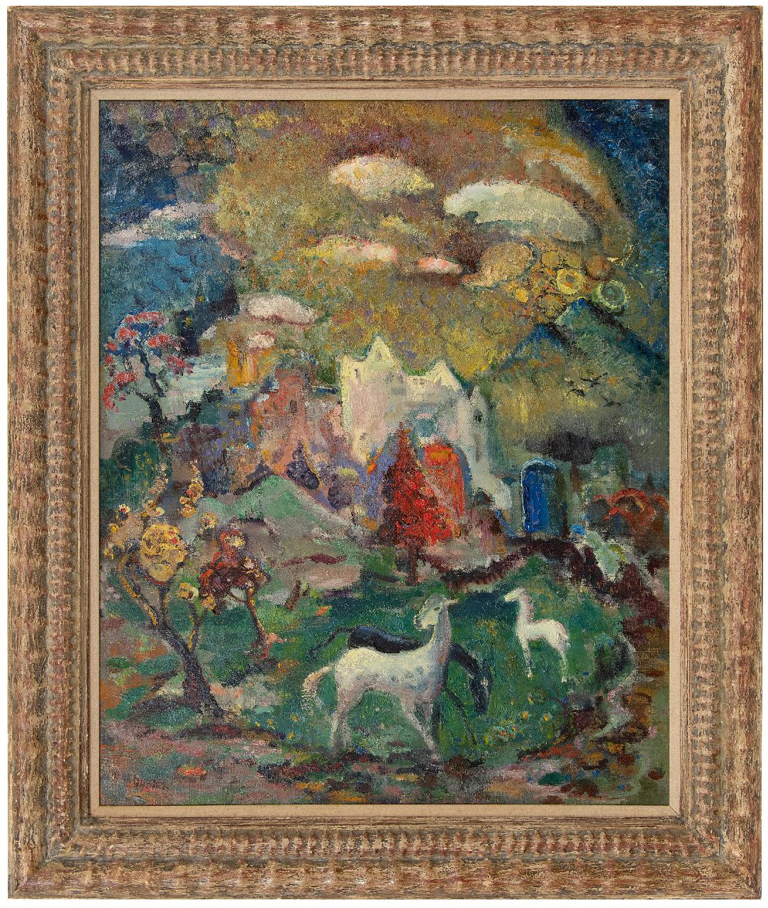 Gorter H.P.  | Hendrik Petrus 'Henk' Gorter | Gemälde zum Verkauf angeboten | Traumlandschaft mit Pferde, Öl auf Leinwand 79,5 x 64,4 cm, Unterzeichnet u.l.