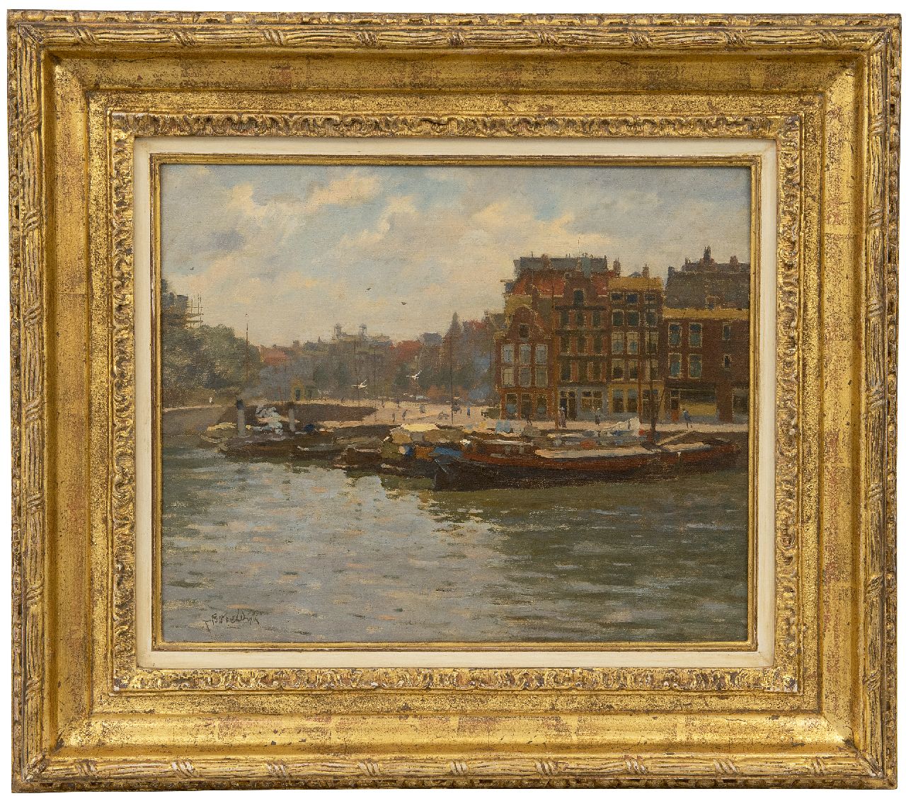 Bobeldijk F.  | Felicien Bobeldijk | Gemälde zum Verkauf angeboten | Ein Blick auf De Buitenkant (Prins Hendrikkade), Amsterdam, oil on canvas 30,6 x 37,0 cm, Unterzeichnet u.l.