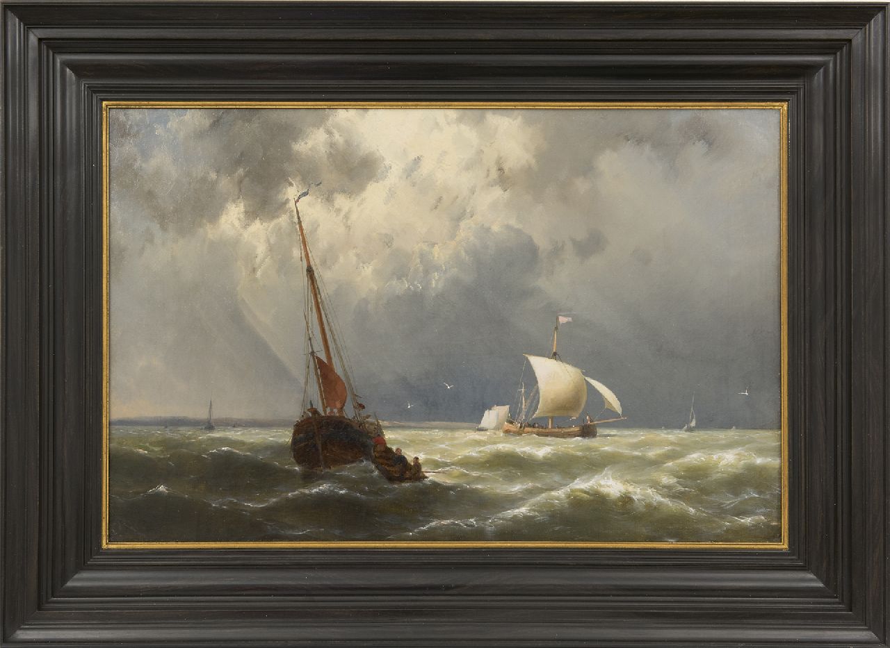 Koekkoek jr. H.  | Hermanus Koekkoek jr., Segelboote auf unruhigem Meer, Öl auf Leinwand 33,1 x 51,0 cm, Unterzeichnet u.l.