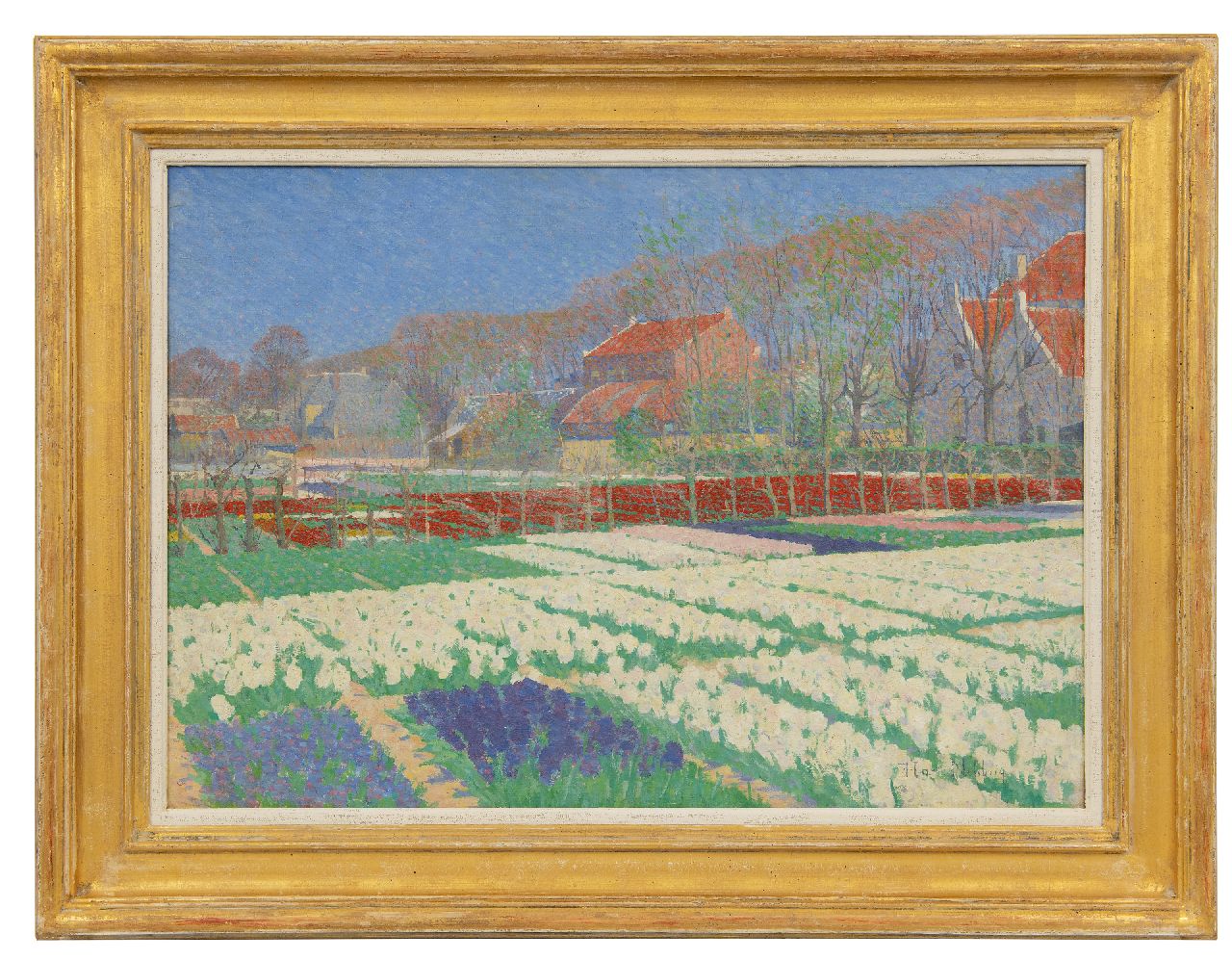 Hart Nibbrig F.  | Ferdinand Hart Nibbrig | Gemälde zum Verkauf angeboten | Blumenzwiebelfelder in Bennebroek, Öl auf Leinwand 51,1 x 71,3 cm, Unterzeichnet r.u. und ca 1900