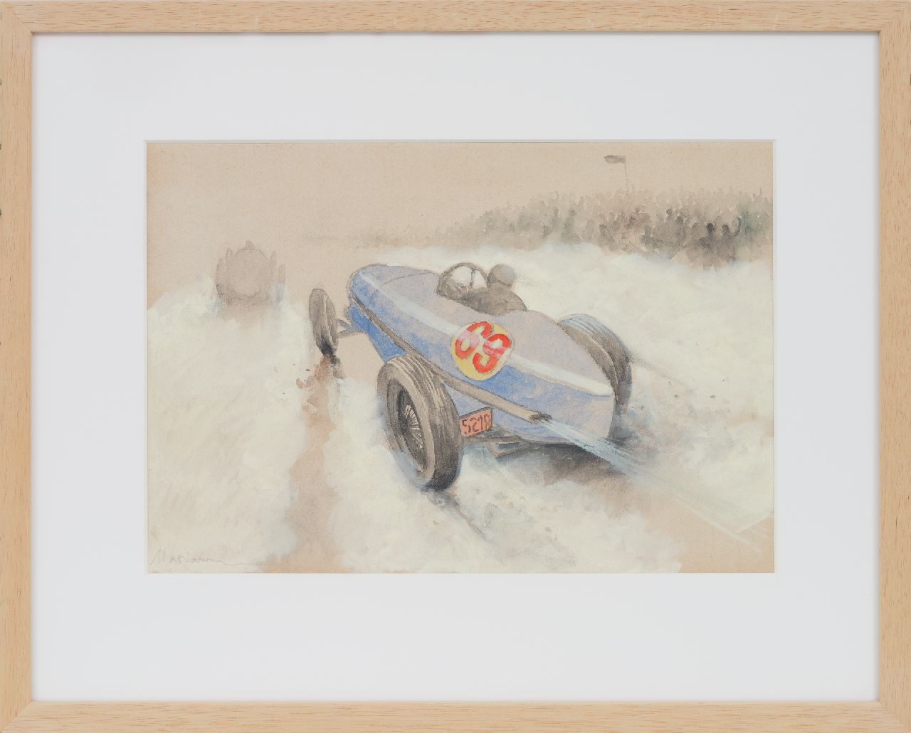 Onbekend   | Onbekend | Aquarelle und Zeichnungen zum Verkauf angeboten | Rennwagen nr. 69 (set van 5), Bleistift, Aquarell und Gouache auf Papier 20,0 x 29,1 cm, Unterzeichnet u.l.