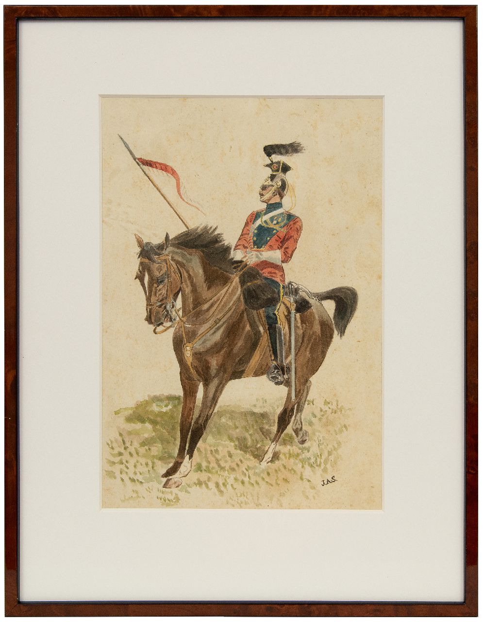 Staring W.C.  | Willem Constantijn Staring | Aquarelle und Zeichnungen zum Verkauf angeboten | Kavallerist zu Pferd, Aquarell auf Papier 30,9 x 21,0 cm