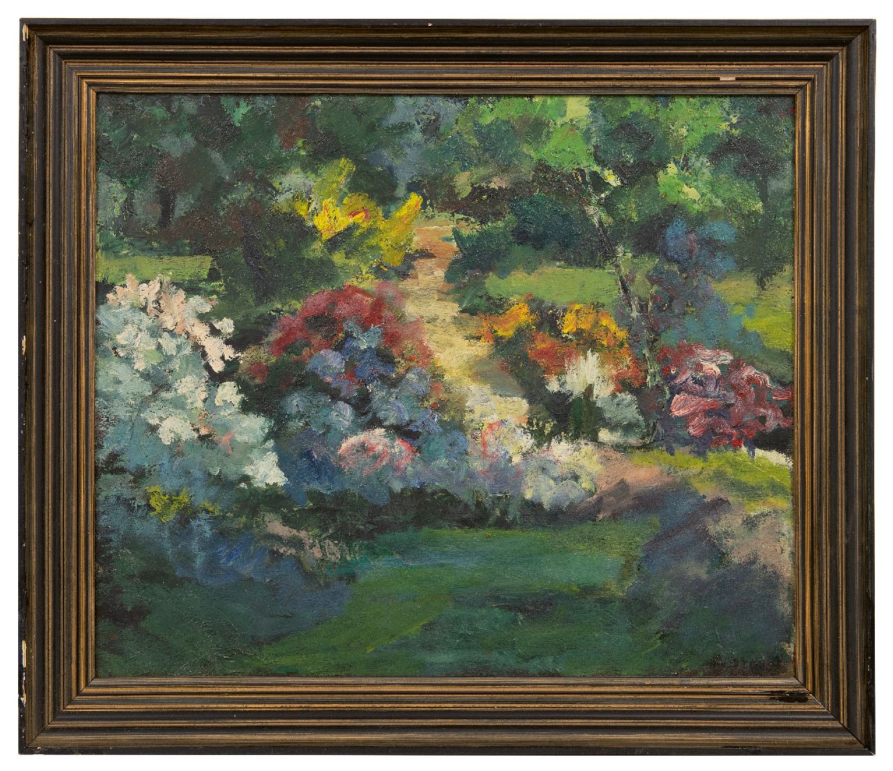 Leest J. van der | Jan van der Leest | Gemälde zum Verkauf angeboten | Blumengarten, Öl auf Leinwand 50,0 x 60,2 cm, Unterzeichnet u.r.