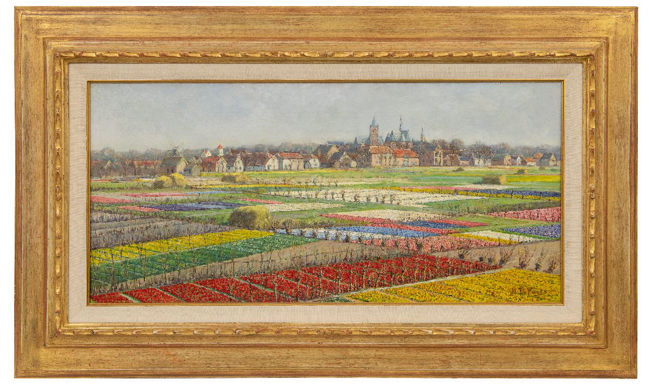 Paets B.T.  | Burchard Theodoor Paets, Blumenzwiebelfelder bei Noordwijk-Binnen, Öl auf Leinwand 34,6 x 74,2 cm, Unterzeichnet u.r.