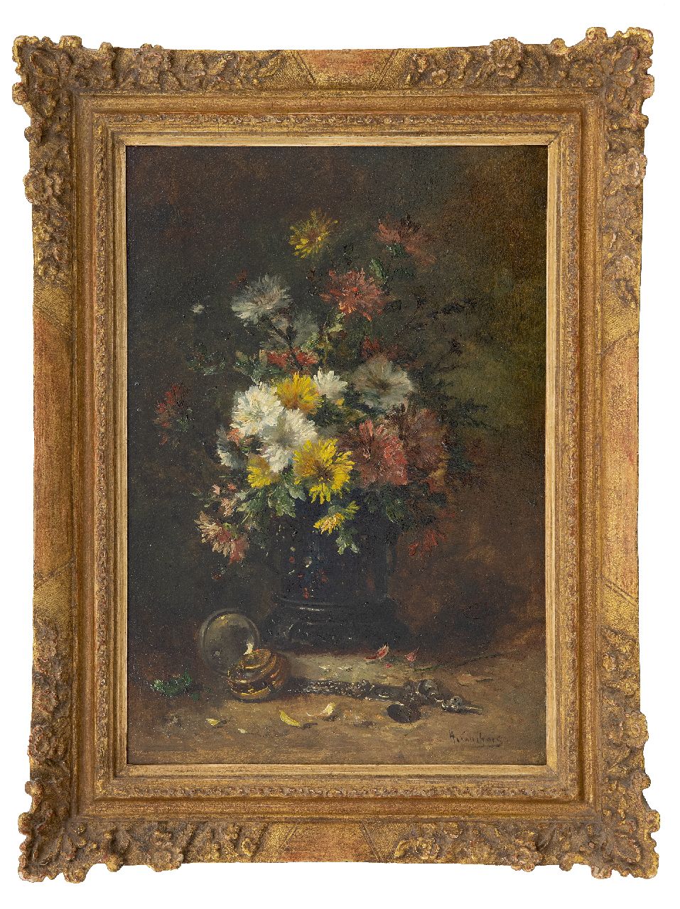 Cauchois E.H.  | Eugène-Henri Cauchois | Gemälde zum Verkauf angeboten | Stillleben mit Astern, Öl auf Holz 46,2 x 31,3 cm, Unterzeichnet u.r.