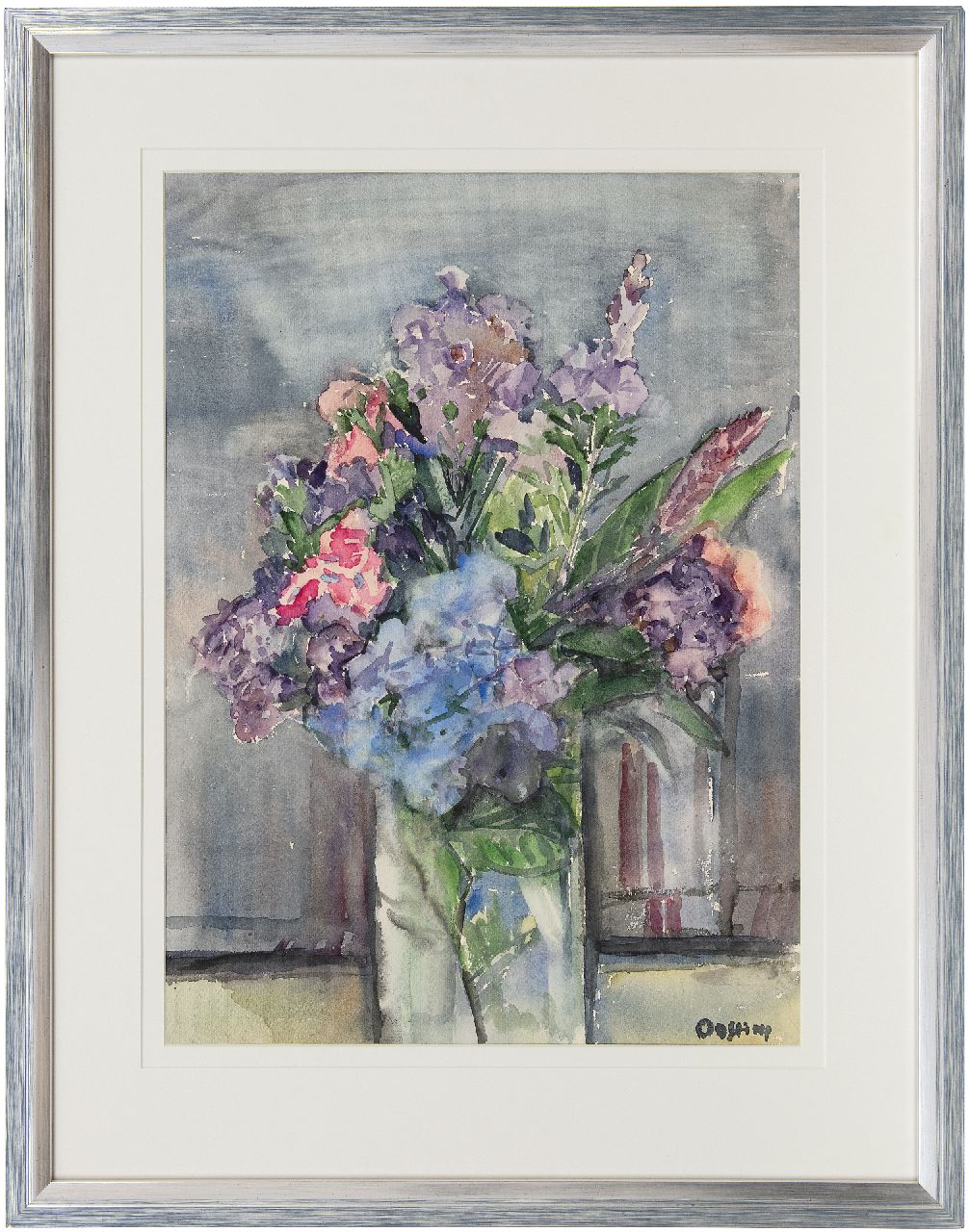 Bieruma Oosting A.J.W.  | Adriana Johanna Wilhelmina 'Jeanne' Bieruma Oosting, Blumenstillleben, Aquarell auf Papier 58,5 x 42,5 cm, Unterzeichnet u.r.