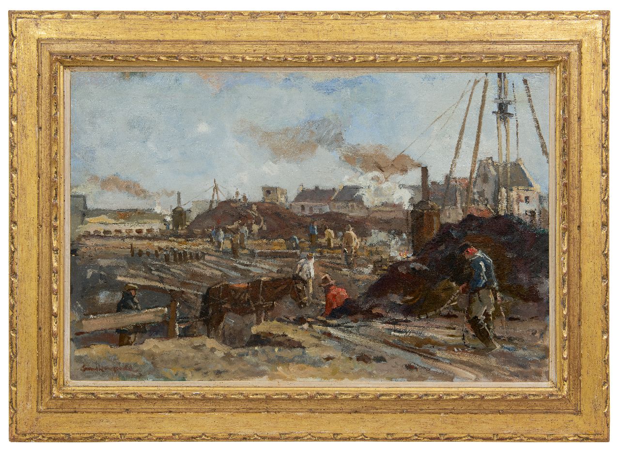 Langeveld F.A.  | Franciscus Arnoldus 'Frans' Langeveld | Gemälde zum Verkauf angeboten | Baustelle mit Dampframmen, Öl auf Leinwand 47,1 x 71,4 cm, Unterzeichnet u.l.